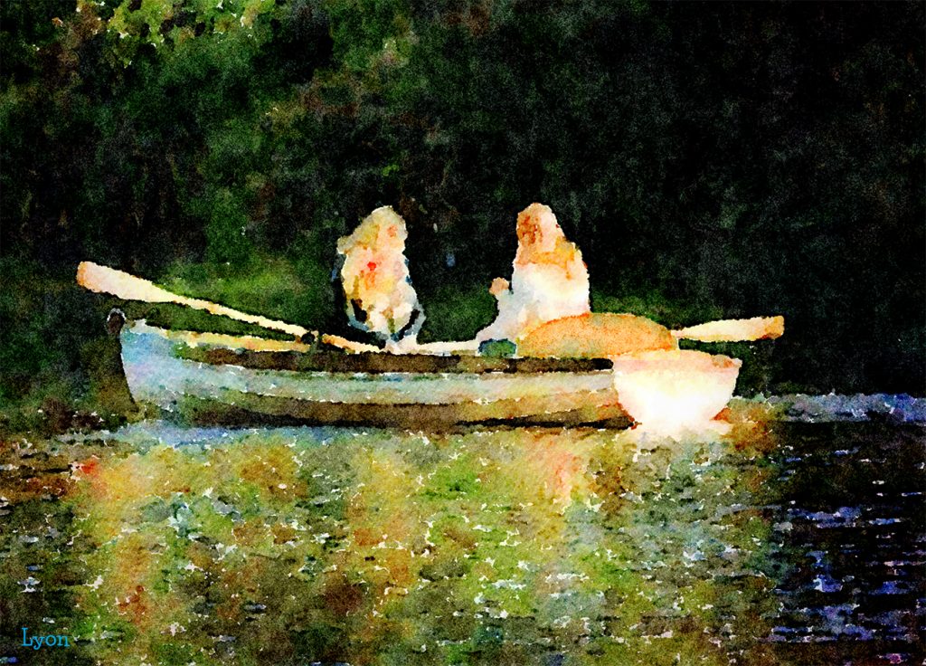 two girls in a row boat